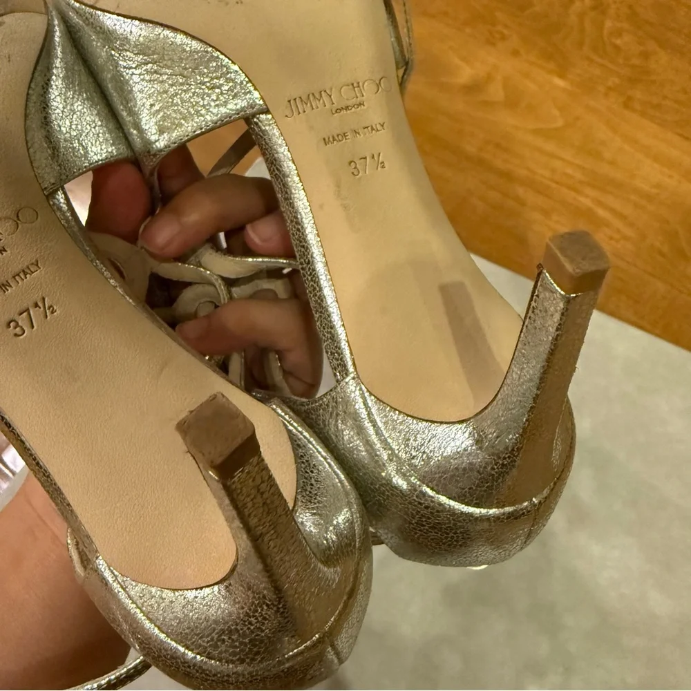 Jimmy Choo Metallic Gold Heels - Picture 5 of 13